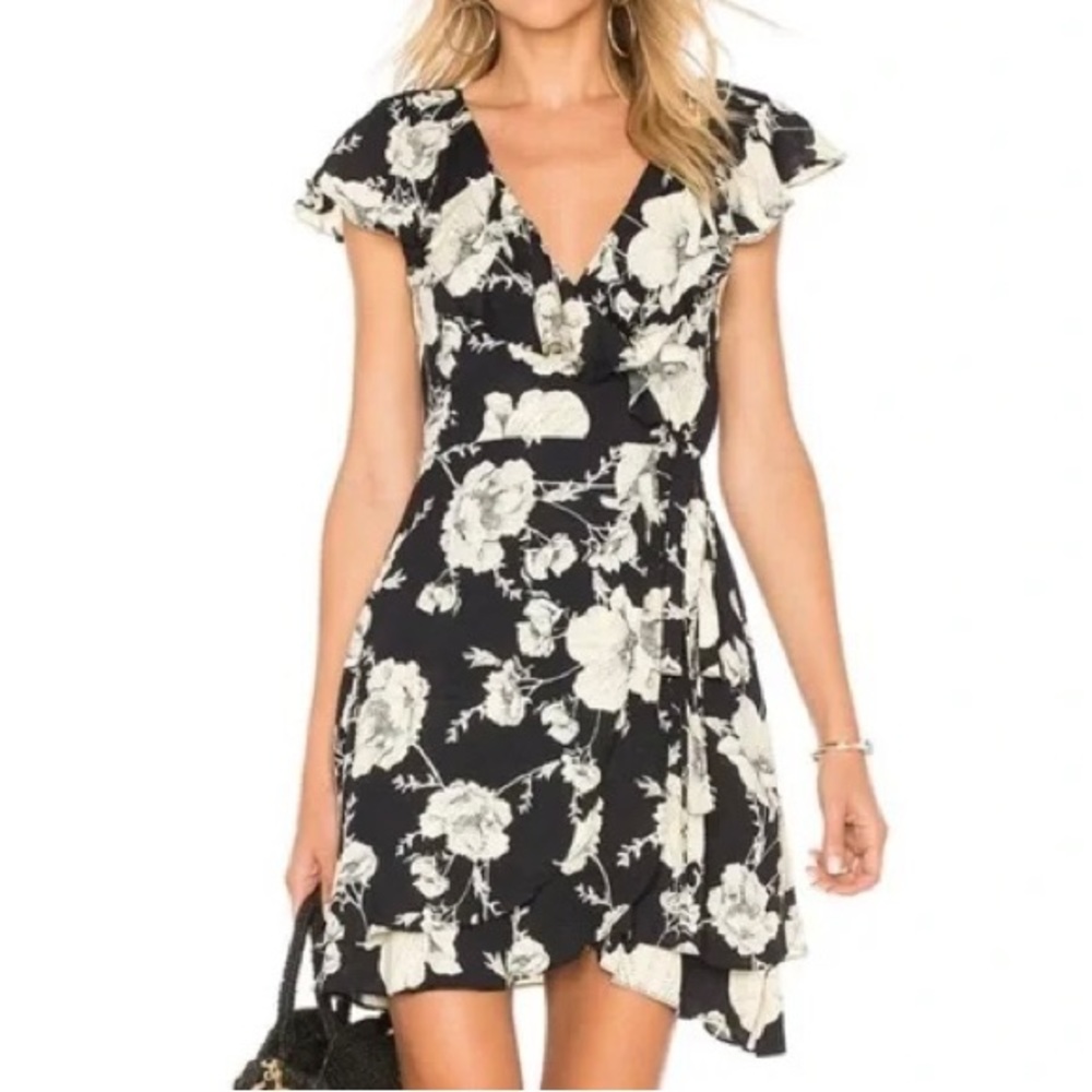 Free People French Quarter Wrap Ruffle Mini Dress Large